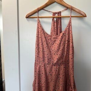 RVCA CeCe Woven Midi Dress Pink‎ Geometric Strappy Casual Summer Lightweight M